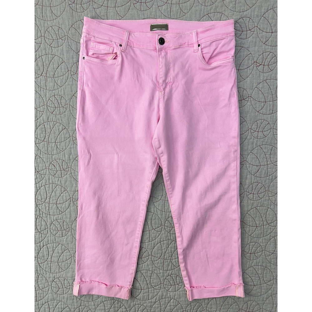 KUT from the Kloth Amy Crop Straight Leg Pink‎ Raw Hem / Womens 14